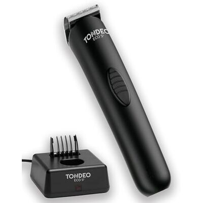 Tondeo Tagliacapelli ECO S PLUS BLACK Tagliacapelli professionale con stazione di ricarica e pettine per 4 lunghezze diverse Tondeo Tagliacapelli ECO S PLUS BLACK Tagliacapelli professionale con stazione di ricarica e pettine per 4 lunghezze diverse