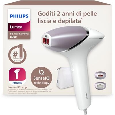 Philips Lumea 8000 Series, dispositivo di epilazione IPL, alternativa ai dispositivi di epilazione laser, con tecnologia SenseIQ, 2 accessori per viso e corpo, modello Philips Lumea 8000 Series, dispositivo di epilazione IPL, alternativa ai dispositivi di epilazione laser, con tecnologia SenseIQ, 2 accessori per viso e corpo, modello