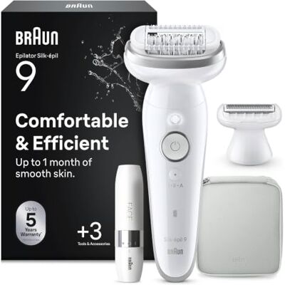 Braun Silk-épil 9 Depilatore Donna, Epilatore Elettrico Donna con Testina Flessibile per una Epilazione Semplice, Wet & Dry, Pelle Liscia a Lungo, con Testina per Rasoio Donna e Cappuccio Rifinitore Braun Silk-épil 9 Depilatore Donna, Epilatore Elettrico Donna con Testina Flessibile per una Epilazione Semplice, Wet & Dry, Pelle Liscia a Lungo, con Testina per Rasoio Donna e Cappuccio Rifinitore