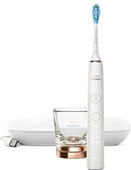 Philips Sonicare DiamondClean 9000 Spazzolino Elettrico Sonico, Connesso all'App, con Custodia da Viaggio USB e Bicchiere di Ricarica, Oro Rosa (modello )