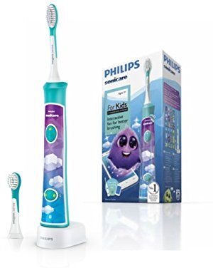 Philips Sonicare HX6322/04 ForKids Spazzolino Elettrico per Bambini con Tecnologia Sonica, Connesso all'App per un'Igiene Orale Divertente