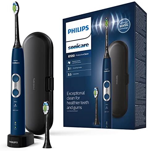 Philips Sonicare  Spazzolino elettrico ricaricabile ProtectiveClean 6100, blu marino