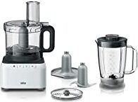 Braun Robot da Cucina PureEase FP 3131 con Frullatore da 1,2 L e Ciotola da 2,1 L, Facile da Usare, Veloce ed Intuitivo, Due Velocità più Pulse, Design Compatto, EasyClick System, Bianco