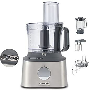 Kenwood Multipro Compact Plus Food Processor, 2 Velocità, Funzione Pulse, Ciotola e Ciotola in vetro 1.2L, Utensile Impasto, Doppia Frusta, Servi e Taglia Express, 800 W, , Argento