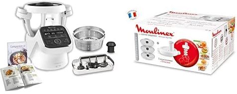 Moulinex HF80CBK Companion XL Robot da Cucina Multifunzione, 1500 W, 3L, da 30 a 150 °C, 12 Programmi Automatici e Modalità Manuale & XF3831 Accessorio Taglia Verdura per Cuisine Companion