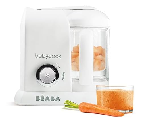 Béaba , Babycook Solo, Robot da cucina per bambini 4 in 1, Steamer, Diversificazione alimentare, Pentole per bambini fatte in casa, Bianco/Argento