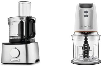 Kenwood Multipro FDM301SS Robot da cucina con 2 velocità di Lavorazione+Pulse, Ciotola da 1.2L & Chopper CHP61.100WH, Potenza 500W, Ciotola da 0.5L, 2 velocità, Sistema a quattro lame