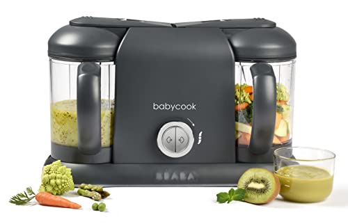 Béaba , Babycook Duo, Cuocipappa Omogeneizzatore, Cottura a Vapore rapida in 15 minuti, Capacità XXL 2200 ml, Robot per Pappe 4 in 1, Neonato e Bambino, Dark grey