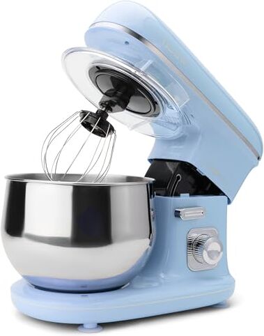 Clatronic ® Macchina da cucina retrò per la panificazione   Impastatrice 5L con potente motore da 1100W   Impastatrice con gancio e frusta   Impastatrice con apertura di ricarica  blu