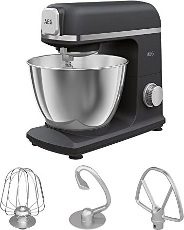 AEG Robot da cucina / + accessori / 1200 W / 6 velocità/funzione impulsi/agitatore planetario / 6,1 kg/alloggiamento in metallo/ciotola di miscelazione da 5 l/nero opaco