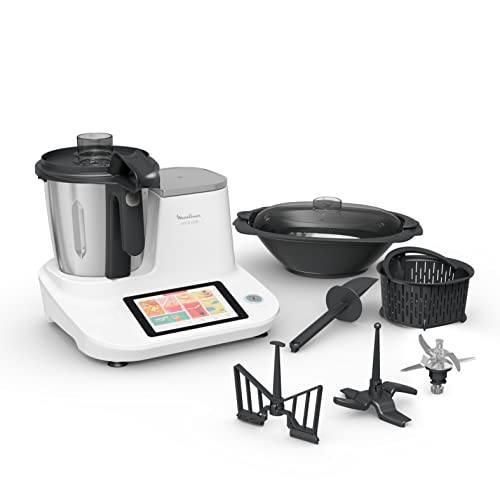 Moulinex Click & Cook Robot da Cucina Multifunzione, 1400 W, 3.6L, da 30 a 120 °C, Schermo Touch, 32 Funzioni, 10 Programmi Automatici, Modalità Manuale, con 600 Ricette