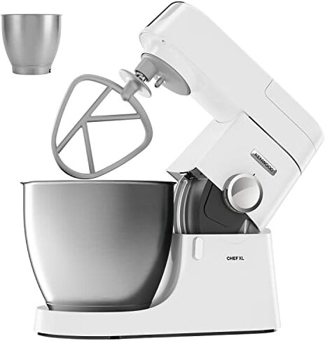 Kenwood Chef XL  Robot da cucina, in acciaio inox, 6,7 l, sistema di sicurezza Interlock, 1200 Watt, con set da 3 pezzi e 2 ciotole, colore: Bianco