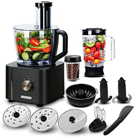 TopStrong Robot Cucina Multifunzione,Robot Cucina 1100W,11 in 1 Food Processor,Robot da Cucina MultiPro (Gancio per impastare, Frullatore, Spremiagrumi e macinacaffè) capacità 3.2L