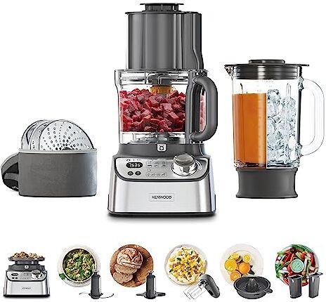 Kenwood MultiPro XL Weigh+  Robot da cucina dotato di Bilancia e Timer integrati, ExpressDice, Ciotola da 3L, velocità variabile, 12 accessori, 1000 Watt