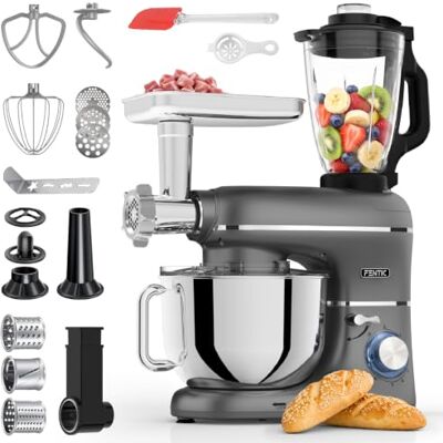 Fentic 6 in 1 Impastatrice Planetaria – 2000W – Con Tritacarne, Frullatore da 1,5L, Tagliaverure, Accessori Extra – Robot da Cucina con Ciotola 6.2L, Frusta, Gancio Impastare, Mescolatore (Antracite) Fentic 6 in 1 Impastatrice Planetaria – 2000W – Con Tritacarne, Frullatore da 1,5L, Tagliaverure, Accessori Extra – Robot da Cucina con Ciotola 6.2L, Frusta, Gancio Impastare, Mescolatore (Antracite)