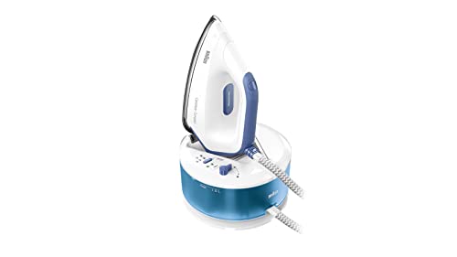 Braun CareStyle Compact IS 2143 BL Ferro da stiro a vapore con piastra FreeGlide 3D, vapore verticale, 2400 Watt, pressione della pompa 6 bar, colpo di vapore 400 g/min, serbatoio dell'acqua grande