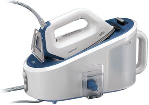 Braun CareStyle5 IS5145WH Ferro da Stiro con Caldaia a Carica Continua, Serbatoio 2L Removibile, Getto di Vapore 400 g/min, Autospegnimento, EasyLock, Scorrevolezza 360* su tutti i tessuti, bianco/Blu