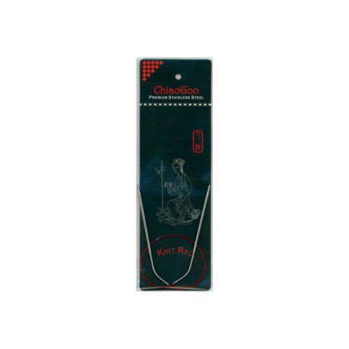 ChiaoGoo Ferro da maglia circolare, argento, rosso, misura US 6 (4 mm)