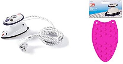 Prym Mini ferro a vapore & Poggiapiastri, Rosa, 7 x 5 x 3 cm