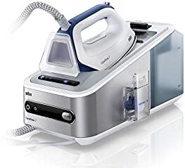 Braun CareStyle 7 IS7143WH Ferro da Stiro con Caldaia con 4 Anni di Assistenza, a carica continua, Serbatoio 2L Removibile, Autospegnimento, Riscaldamento Rapido, Bianco/Blu