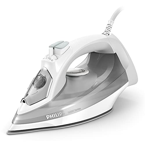 Philips 5000 Series Ferro da Stiro a Vapore 2400W, Vapore 40g/min, Colpo di Vapore 160g, Ferro Verticale, Piastra SteamGlide Plus, Bianco/Grigio ()