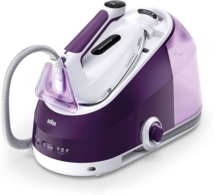 Braun CareStyle 5 IS5247VI, Ferro da Stiro a Vapore con Tecnologia FreeGlide 3D, 145 g/min di Vapore, Riscaldamento Veloce, Modalità iCare, Stiratura Verticale, Serbatoio 2L Rimovibile, 2400W, Viola