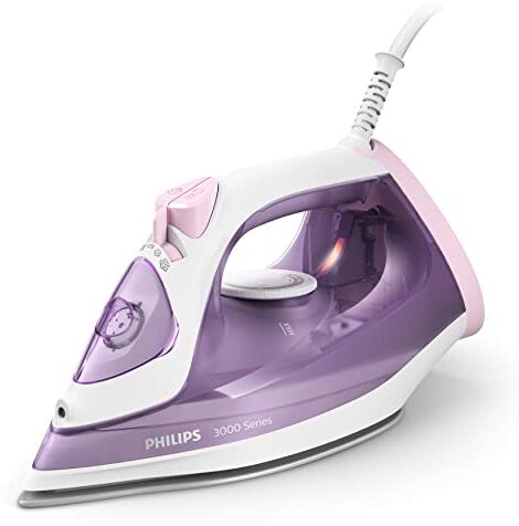 Philips Ferro da stiro a vapore 3000 Series – 2.000 W, potenza costante di 30 g/min, colpo di vapore da 140 g, piastra in ceramica, vapore verticale, viola/bianco ()