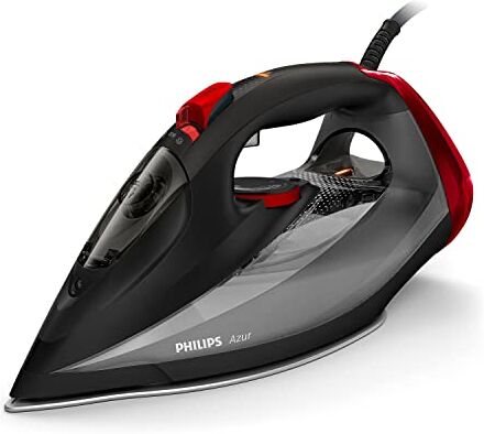 Philips Azur Ferro da stiro a Vapore, 50 g/min di vapore continuo, Colpo di vapore da 250 g, Piastra SteamGlide Advanced, Nero/Rosso ()