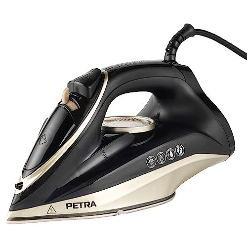 Petra Ferro da stiro doppio di precisione 2200 W, piastra in ceramica, getto di vapore continuo da 100 g/min, serbatoio da 230 ml, pulizia automatica anticalcare, controllo temperatura