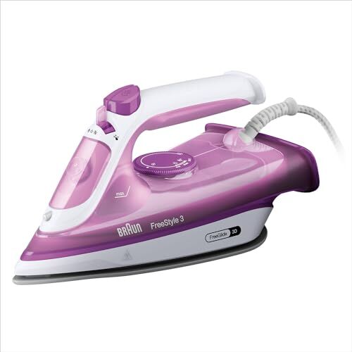 Braun FreeStyle 3 , Ferro da Stiro, Tecnologia FreeGlide 3D, 170g/min, Piastra SuperCeramic, Auto Spegnimento, Serbatoio 270ml, 2400W, Viola