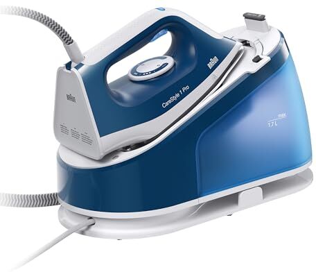 Braun Carestyle1 PRO , Ferro Generatore Di Vapore Con 5 Anni Di Assistenza, Carica Continua, Termostato Regolabile, Tanica 1,7L, AUTOSPEGNIMENTO, Colpo vapore 380g/min, Sistema Sicurezza, Blu