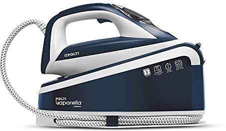 Polti Vaporella Express VE30.10, Generatore di Vapore ad Alta Prestazione Fino 8 Bar Pompa, Funzione Eco, con Tecnologia One Temperature e Digital Setting, Blu/Bianco