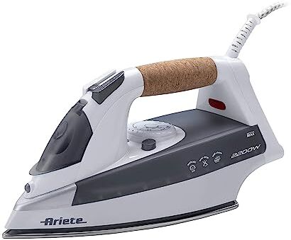 Ariete 6232 Steam Iron, Ferro da stiro, 2200 W, Capacità 300 ml, Piastra acciaio inox, Bianco/Grigio