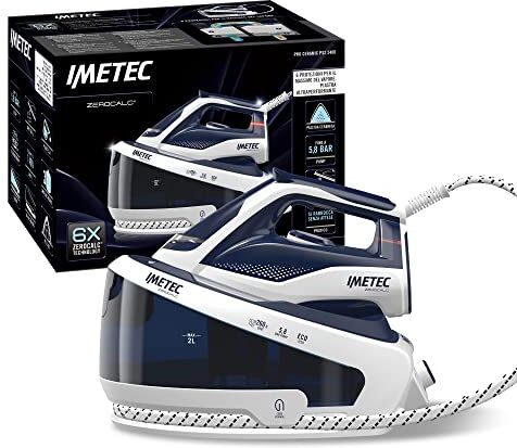 Imetec ZeroCalc PRO PS2 2400 Ferro da Stiro Generatore di Vapore, Tecnologia Anticalcare, fino a 5.8 BAR pump, Colpo Vapore 260 g, Piastra in Ceramica scorrevole, 3 filtri con Ioni d’Argento