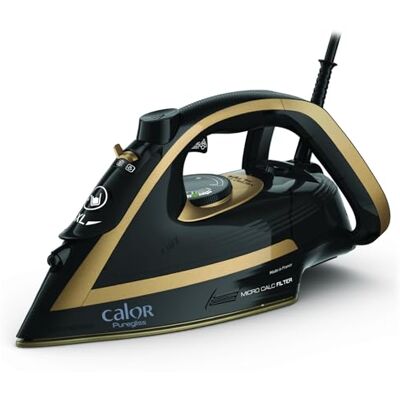 Tefal Puregliss Ferro a Vapore, 3000 Watt, Colpo di Vapore 280 g/min, Vapore Verticale, Tecnologia Anti Macchie, Spegnimento Automatico, Nero/Oro, Tefal Puregliss Ferro a Vapore, 3000 Watt, Colpo di Vapore 280 g/min, Vapore Verticale, Tecnologia Anti Macchie, Spegnimento Automatico, Nero/Oro,