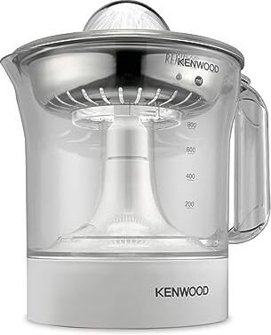 Kenwood JE290A Spremiagrumi elettrico, rotazione a destra e sinistra, base antiscivolo, vano portacavo, capacità caraffa 1L con misuratore graduato, pratico beccuccio, compatto, 40w, Bianco