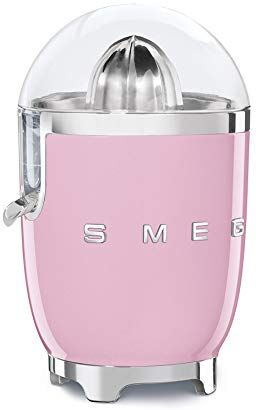 SMEG , Spremiagrumi Elettrico , Spremitura a Pressione Manuale, Beccuccio Antigoccia e Cono Universale, Base Antiscivolo, Avvolgicavo Integrato, 70W, Rosa