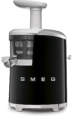 SMEG , Estrattore di Succo , Tecnologia Slow Squeezing, Cestello Rotante, Tappo Salvagoccia e Regolazione Densità Succo, Caraffa Succo da 1L e Contenitore Raccoglipolpa da 1,6L, 150W, Nero