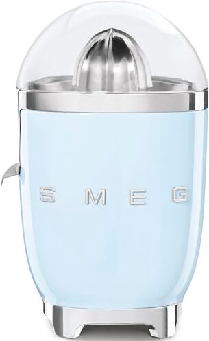 SMEG , Spremiagrumi Elettrico , Spremitura a Pressione Manuale, Beccuccio Antigoccia e Cono Universale, Base Antiscivolo, Avvolgicavo Integrato, 70W, Azzurro