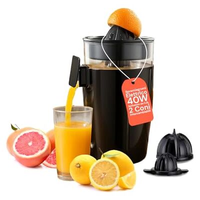 Wintem Spremiagrumi Elettrico da 40W con Filtro Regolabile per Succo Personalizzato, Coni Intercambiabili per Limoni e Arance, Facile da Pulire e con Serbatoio da 0,5L Wintem Spremiagrumi Elettrico da 40W con Filtro Regolabile per Succo Personalizzato, Coni Intercambiabili per Limoni e Arance, Facile da Pulire e con Serbatoio da 0,5L