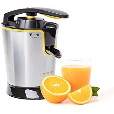 Mellerware Spremiagrumi elettrico Professionale Juicy! 2022 300W Mixer con accessori 4 Lame Estrattore con Velocità Regolabile Turbo Sistema Anti-Schizzo Acciaio Inox Finiture Gialle Mellerware Spremiagrumi elettrico Professionale Juicy! 2022 300W Mixer con accessori 4 Lame Estrattore con Velocità Regolabile Turbo Sistema Anti-Schizzo Acciaio Inox Finiture Gialle