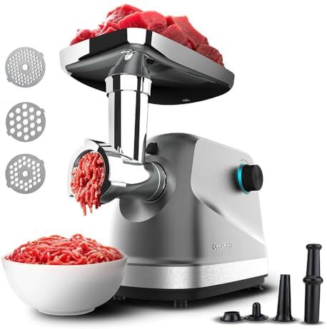 Cecotec Tritacarne Crusher 1400, 1360W di Potenza, Taglia, Sminuzza e Taglia, 3 Dischi di Taglio, 1 Lama in Acciaio Inossidabile, 1,5 Kg di Carne al Minuto