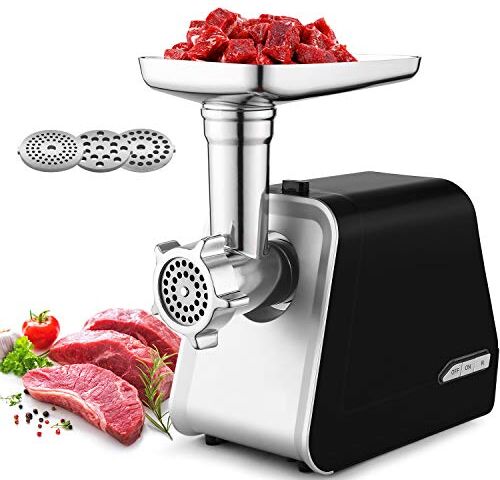 COOCHEER Tritacarne Professionale Macchina per Salsicce Professionale con 3 Diverso accessori per il taglio, 2000W