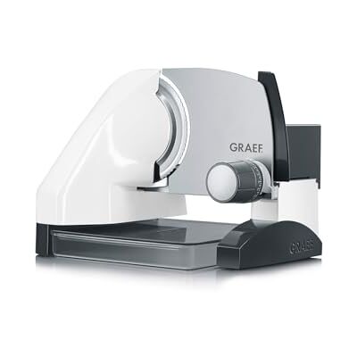 GRAEF. GRAEF Affettatrice S50001 bianca, lama inox Ø170 mm, cassetta, MiniSlice, spessore regolabile, comando centrale, taglio veloce, silenziosa, design rialzato, ideale cucina professionale GRAEF. GRAEF Affettatrice S50001 bianca, lama inox Ø170 mm, cassetta, MiniSlice, spessore regolabile, comando centrale, taglio veloce, silenziosa, design rialzato, ideale cucina professionale
