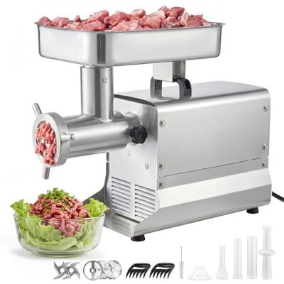 VEVOR Tritacarne Elettrica 1100 W da Cucina in Acciaio Inox, Tritacarne Capacità 9,5 kg/min con 3 Dischi 3 Tubi per Salsicce Salami Carne con Piedini Antiscivolo, Cucina Commerciale Ristorante Hotel VEVOR Tritacarne Elettrica 1100 W da Cucina in Acciaio Inox, Tritacarne Capacità 9,5 kg/min con 3 Dischi 3 Tubi per Salsicce Salami Carne con Piedini Antiscivolo, Cucina Commerciale Ristorante Hotel