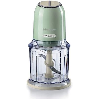 Ariete Tritatutto Vintage 438, Tritaverdure e Tritaghiaccio Elettrico con 2 Velocità, 4 Lame in Acciaio Inox, Piedini Antiscivolo, 600 ml, 400W, Verde Ariete Tritatutto Vintage 438, Tritaverdure e Tritaghiaccio Elettrico con 2 Velocità, 4 Lame in Acciaio Inox, Piedini Antiscivolo, 600 ml, 400W, Verde