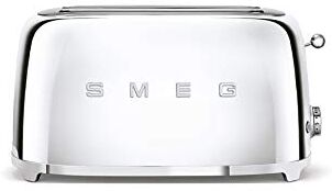 SMEG , Tostapane 2x4 , 2 Scomparti da 36mm, 6 Livelli di Doratura, Funzione Riscaldamento, Scongelamento e Bagel, Espulsione Automatica del Pane, Cassetto Raccoglibriciole, 1500W, Acciaio