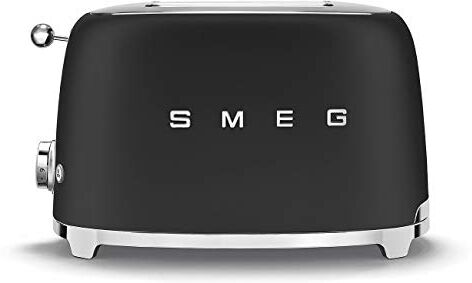 SMEG , Tostapane 2x2 , 2 Scomparti da 36mm, 6 Livelli di Doratura, Funzione Riscaldamento, Scongelamento e Bagel, Espulsione Automatica del Pane, Cassetto Raccoglibriciole, 950W, Nero