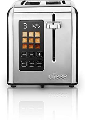 Ufesa Digital Future Tostapane 2 fette in Acciaio Inox, 950W, 9 Livelli di Tostatura per Pane e Bagel, Tostapane con Touchscreen, Tripla Funzione, Bocca Ampia