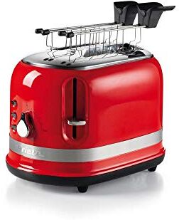 Ariete 149 Tostapane con Pinze per 2 fette di pane Espulsione Automatica Defrost 6 Gradi di Doratura 800 Watt Linea Moderna Rosso